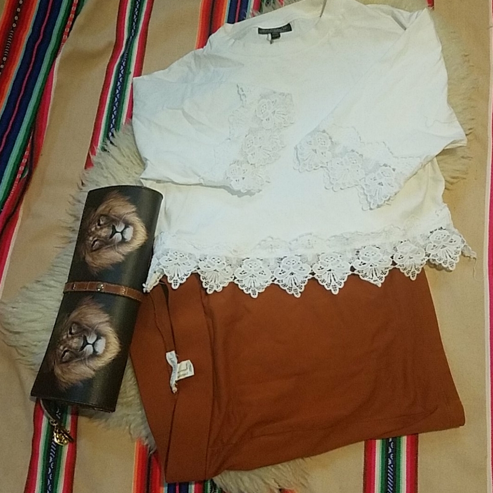 Lioness bundle Topshop crop top rust Mini w/clutch